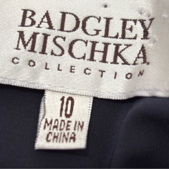 Badgley Mischka Collection Navy Dress with Sash - Picture 4 of 7